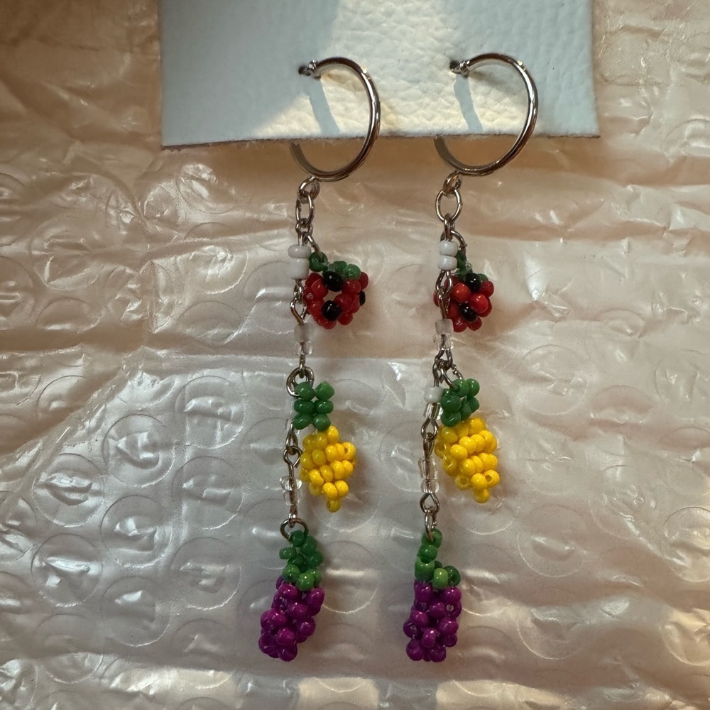 Free People Colorful Beaded Fruit Earrings - Picture 2 of 2